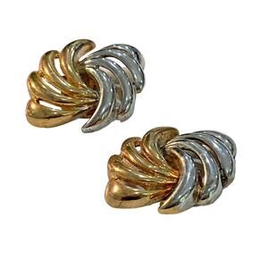 Vintage gold- & silver-tone shoe clips chunky 1980's look accessory for shoes